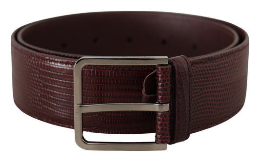 Dolce & Gabbana Elegant Maroon Leather Belt with Engraved Buckle