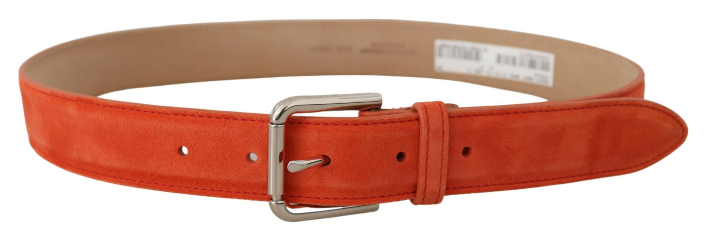 Dolce & Gabbana Elegant Suede Leather Belt in Vibrant Orange