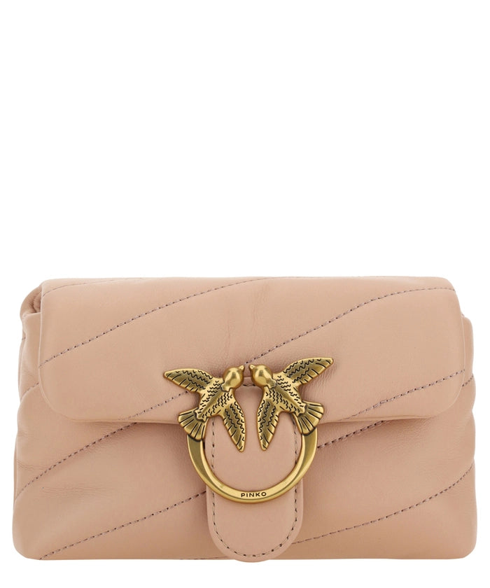 PINKO Chic Blush Quilted Crossbody Love Puff Bag