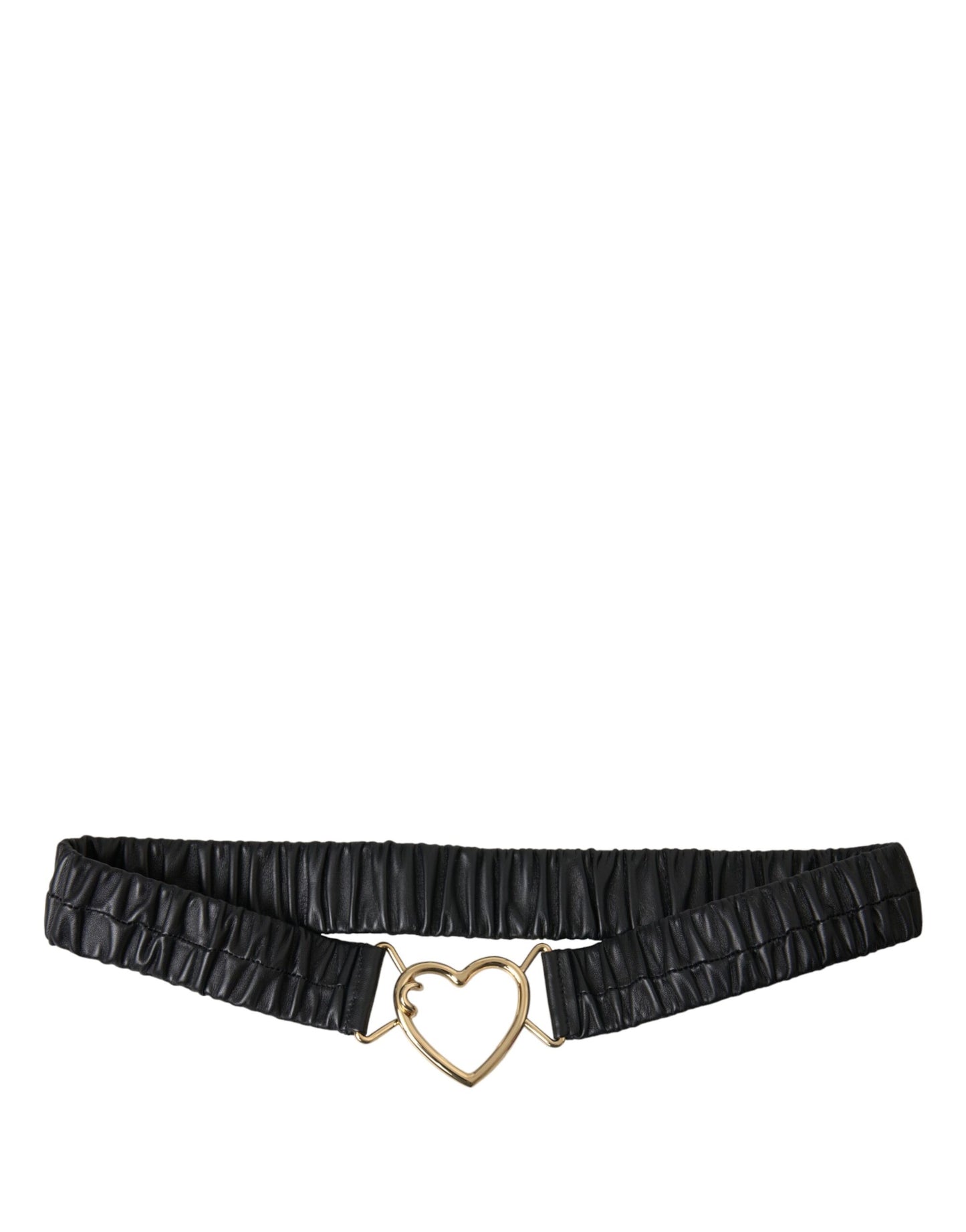 Dolce & Gabbana Black Leather Gold Heart Metal Buckle Belt