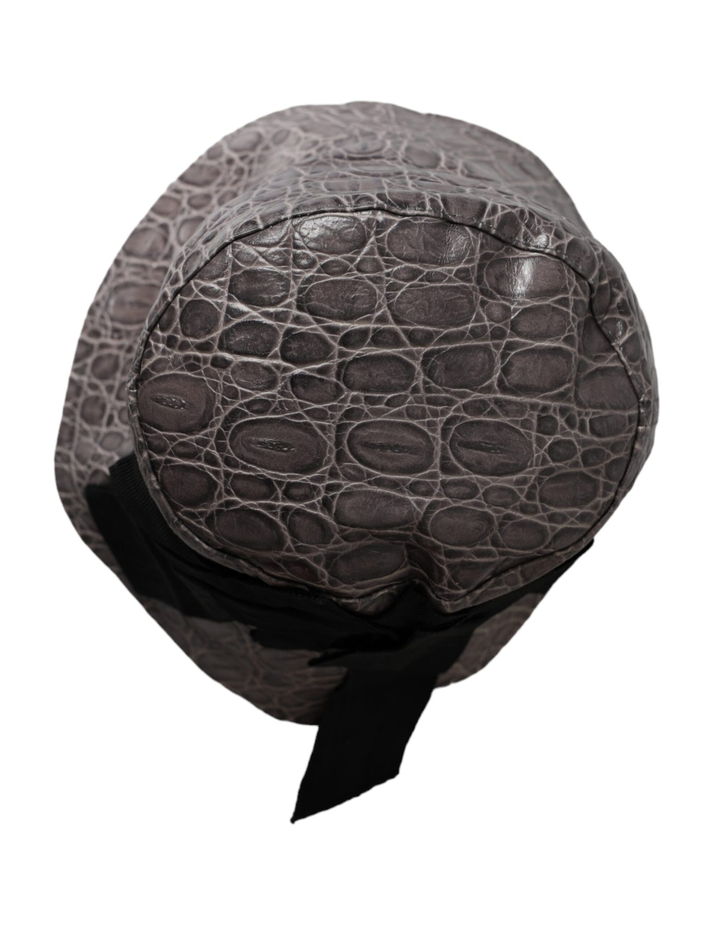 Dolce & Gabbana Black Gray Patterned Leather Bucket Hat