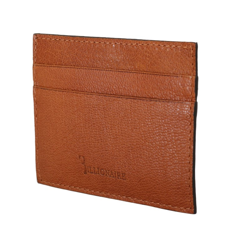 Billionaire Italian Couture Elegant Men's Leather Wallet in Brown