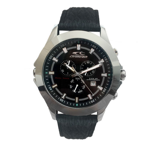 Chronotech Black Leather Watch