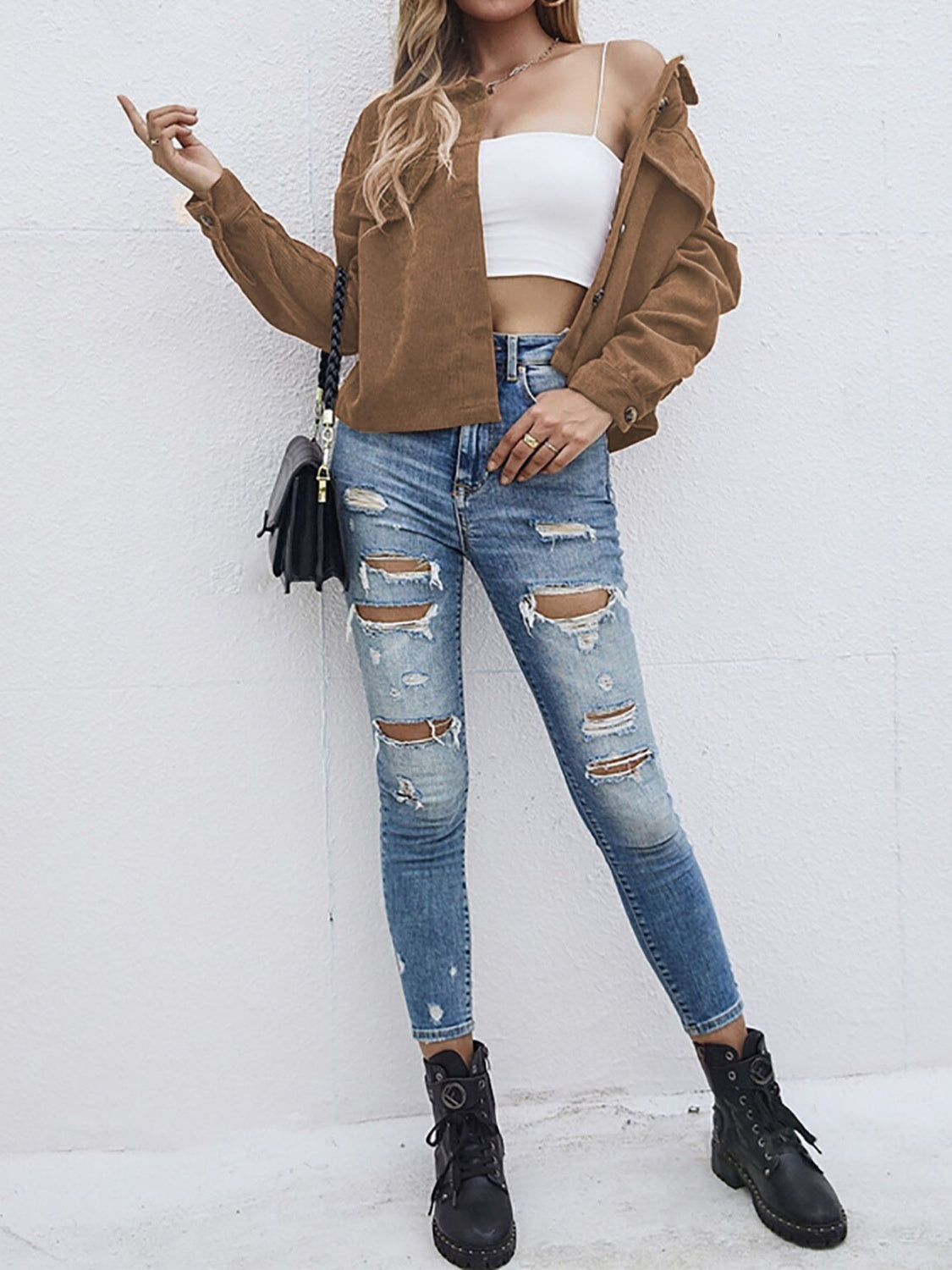 Dropped Shoulder Long Sleeve Jacket